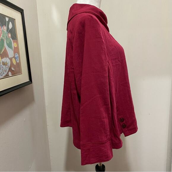 Habitat Brick Red Top Size Medium Asymmetrical Collar Relaxed Fit Rayon Blend - Picture 8 of 11